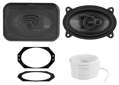 RV46.3A 4x6" Car Speakers 2-Pack + Jeep Wrangler Brackets & 50' Wire Bundle