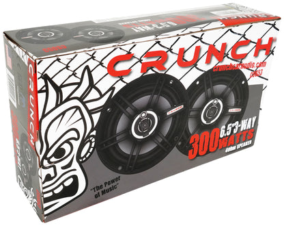 (4) Crunch CS653 6.5" Car Audio 3-Way Speakers 300 Watts Max 6 1/2" Inch