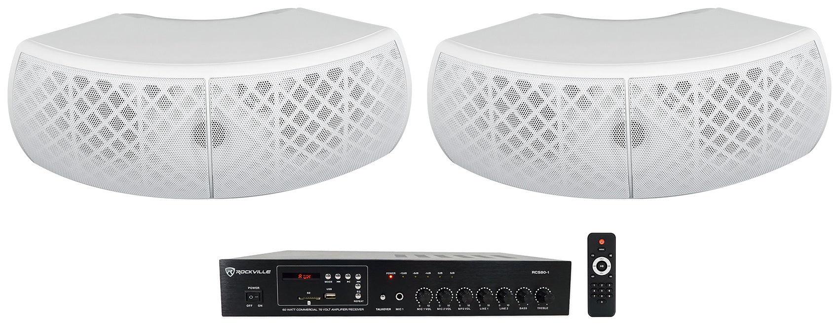 RCS80-1 + WET-D4 White Speakers Bundle