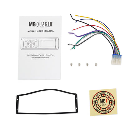 MB Quart MDR2.0 1-Din Marine/Boat Bluetooth/USB Receiver+(2) 6.5" LED Speakers