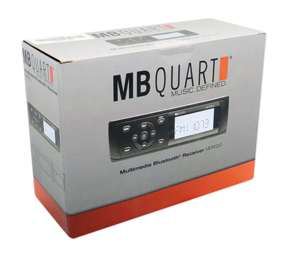 MB Quart MDR2.0 1-Din Marine/Boat Bluetooth Receiver+(2) 8" Black LED Speakers