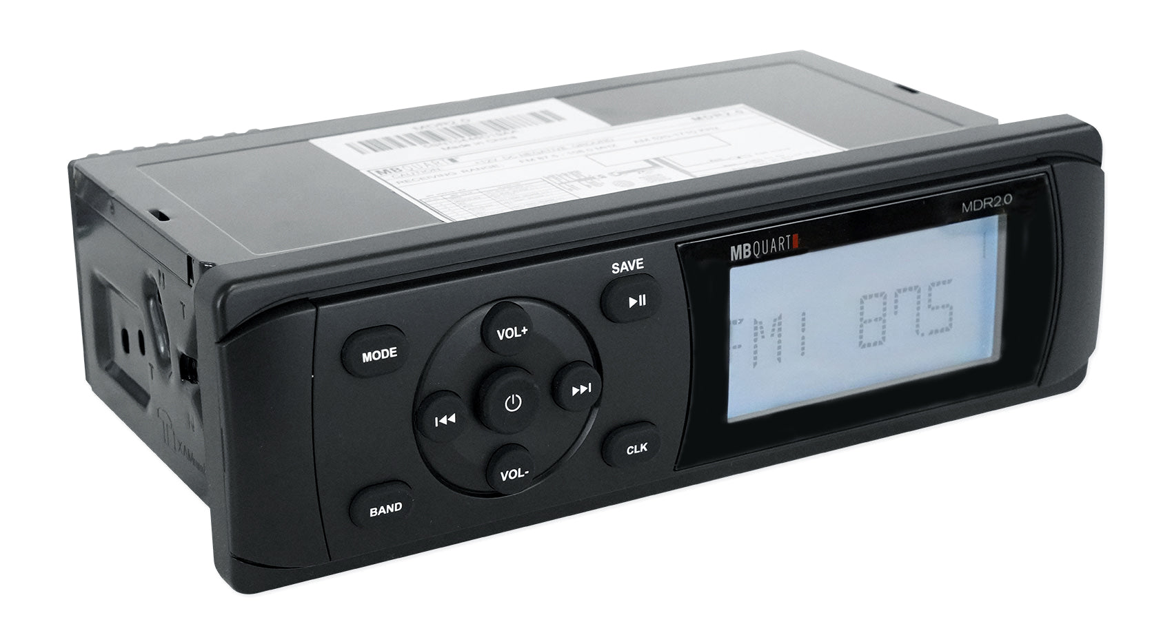 MB Quart MDR2.0 1-Din Marine/Boat Bluetooth Receiver+(4) 8" Black LED Speakers