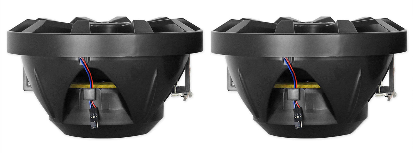 MB Quart MDR2.0 1-Din Marine/Boat Bluetooth Receiver+(4) 8" Black LED Speakers
