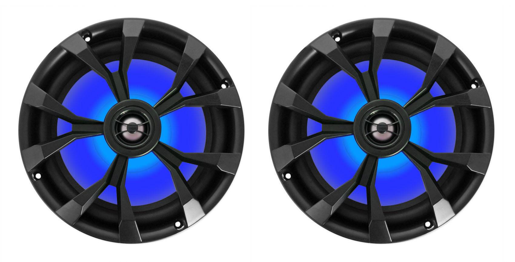 MB Quart MDR2.0 1-Din Marine/Boat Bluetooth Receiver+(4) 8" Black LED Speakers