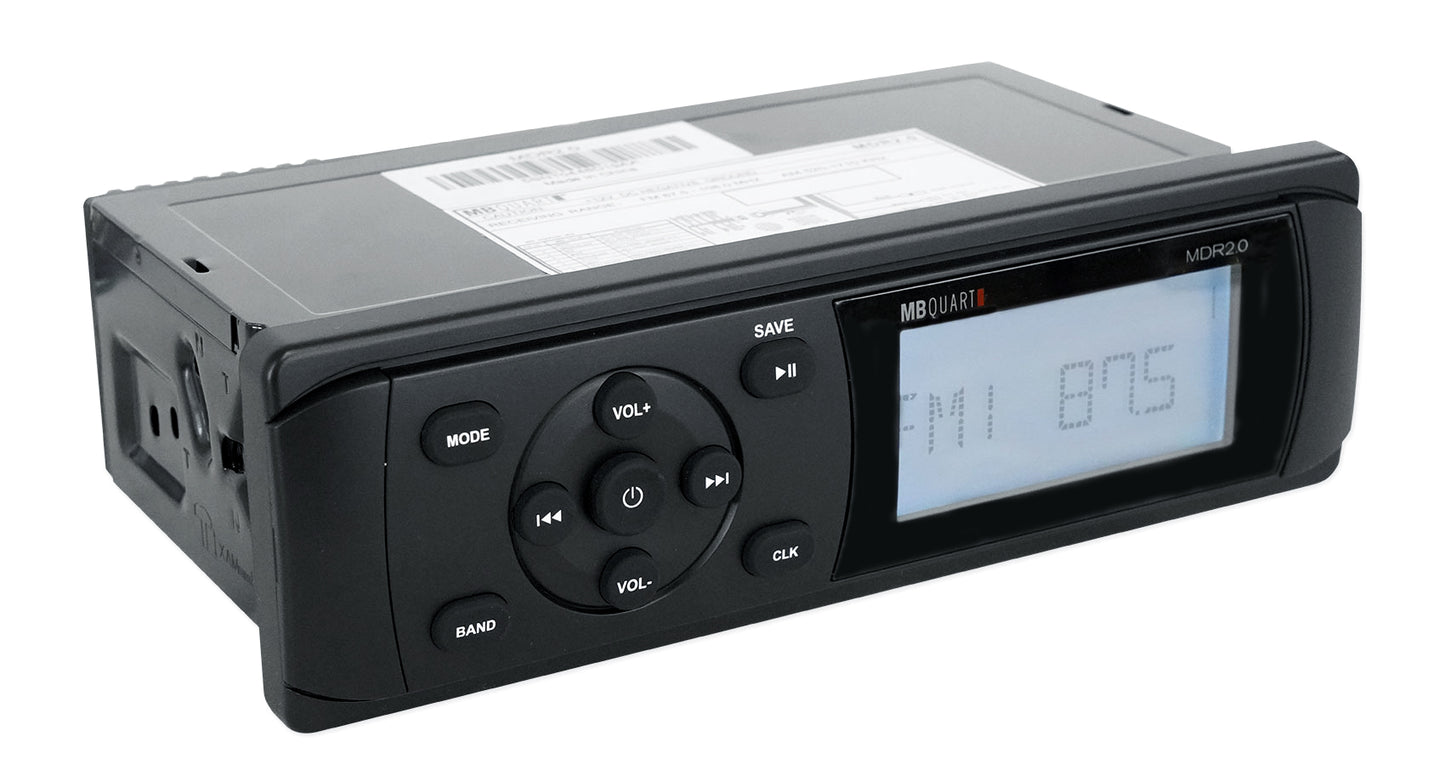 MB Quart MDR2.0 Marine/Boat Bluetooth/USB Receiver+(4) 6.5" LED Tower Speakers