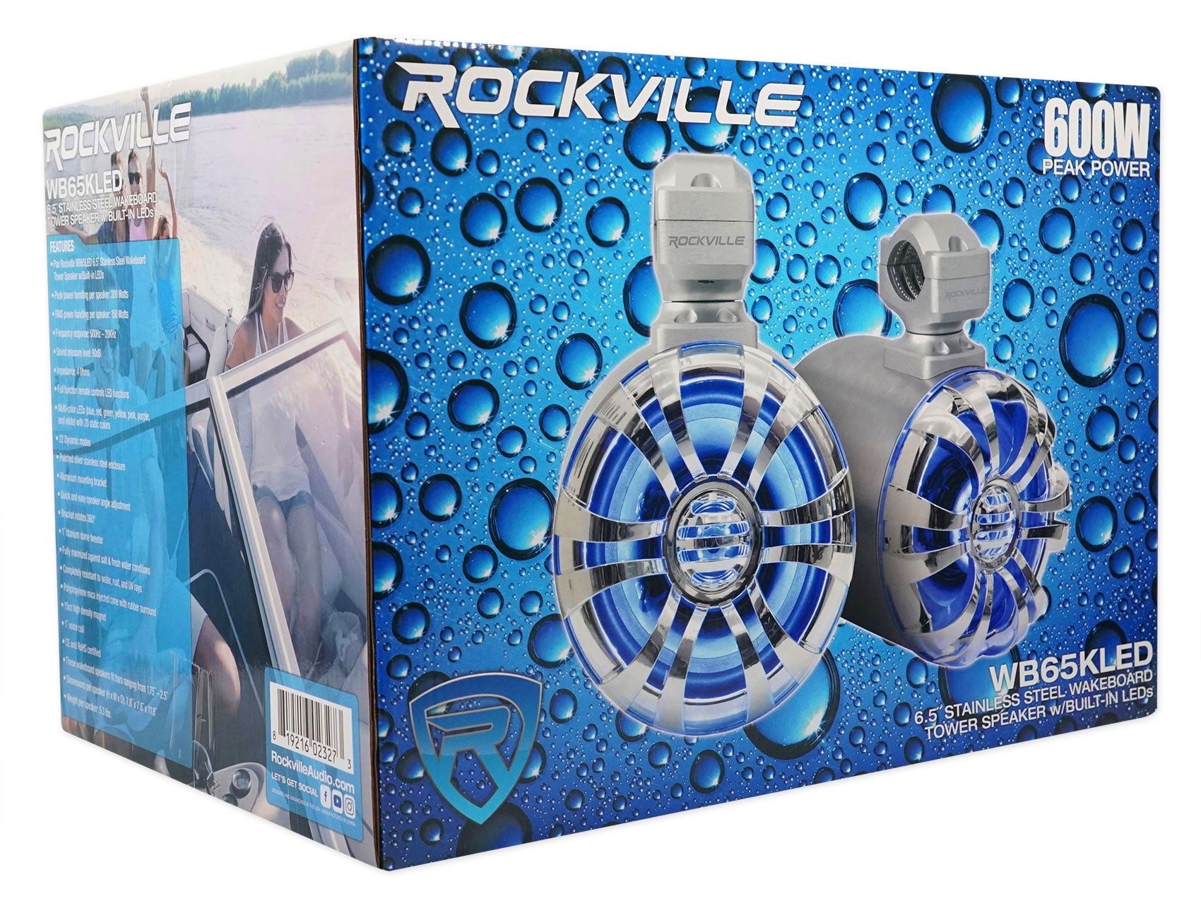 MB Quart MDR2.0 Marine/Boat Bluetooth/USB Receiver+(4) 6.5" LED Tower Speakers