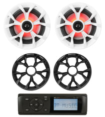 MB Quart MDR2.0 1-Din Marine/Boat Bluetooth/USB Receiver+(2) 6.5" LED Speakers