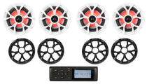 MB Quart MDR2.0 1-Din Marine/Boat Bluetooth/USB Receiver+(4) 6.5" LED Speakers