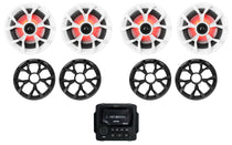 MB Quart GMR-LED Marine/Boat Receiver w/Bluetooth/USB+(4) 6.5" LED Speakers