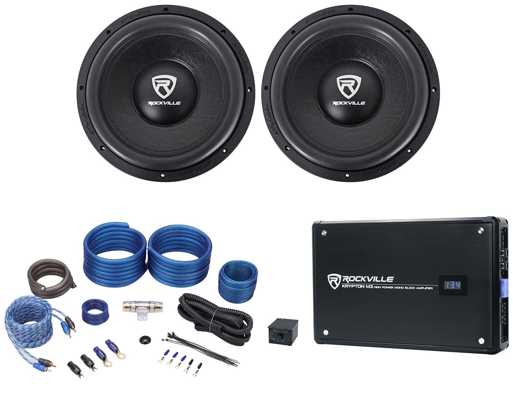 W12K6D4 V2 12" Subwoofers 2-Pack + KRYPTON-M3 Amplifier Bundle