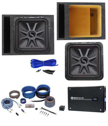 KICKER 45L7R152 15" 1800 Watt L7R Car Subwoofer+Vented Box+Mono Amplifier+Wires