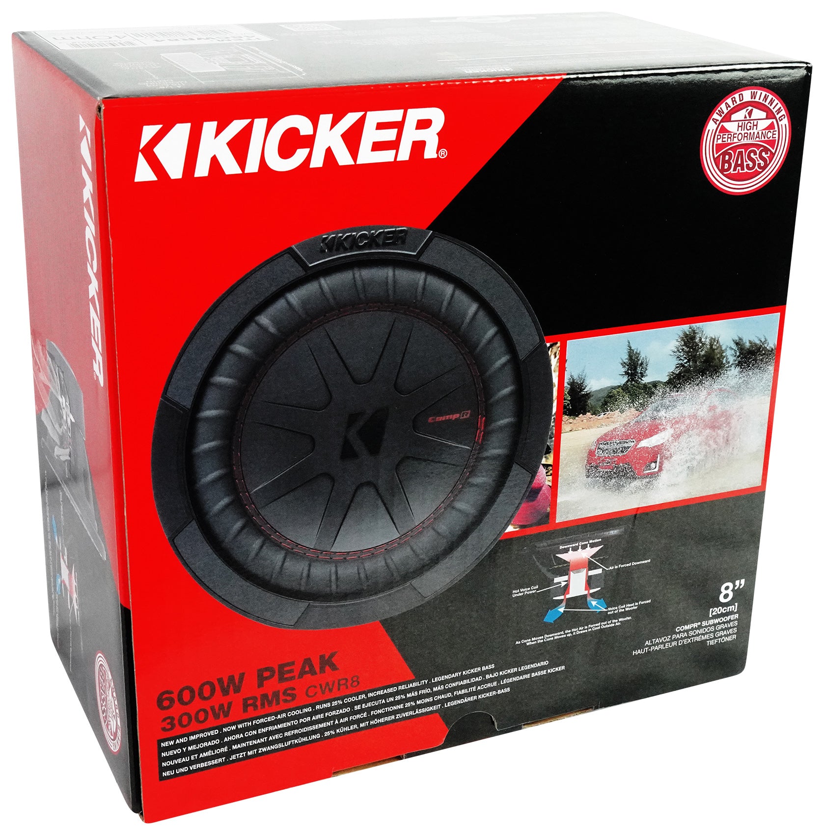 Kicker 48CWR84 COMPR8 600w 8" DVC Car Audio Subwoofer Sub+Mono Amplifier+Amp Kit