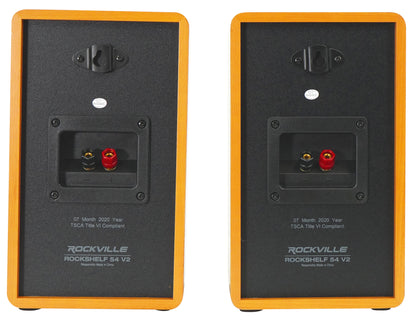 RockShelf 54C Wood 2-Pack + RHTSC 36" Speaker Stands Bundle