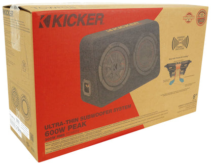 Kicker 48TCWRT82 COMPRT8 8" 600W Loaded Shallow Subwoofer+Mono Amplifier+Amp Kit
