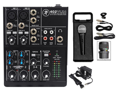 Mackie 402VLZ4 4-channel Compact Mixer w/ 2 ONYX Preamps+Microphone+XLR Cable