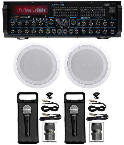 Technical Pro MM2000BT Bluetooth Karaoke Mixer System+(2) 8" Ceiling Speakers