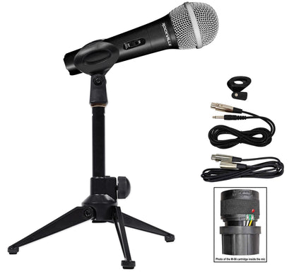 Dynamic Microphone + Desktop Tripod Stand and Cables Bundle