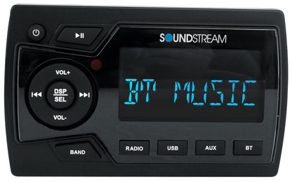Soundstream MHU-32 Marine Boat ATV/UTV Bluetooth Receiver+4) Black 6.5" Speakers