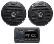 Soundstream MHU-32 Marine Boat ATV/UTV Bluetooth Receiver+2 Black 5.25" Speakers