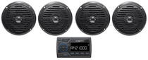 Soundstream MHU-32 Marine Boat ATV/UTV Bluetooth Receiver+4 Black 5.25" Speakers