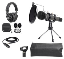 Audio Technica 1-Person PC Podcasting Podcast Bundle Microphone+Stand+Headphones