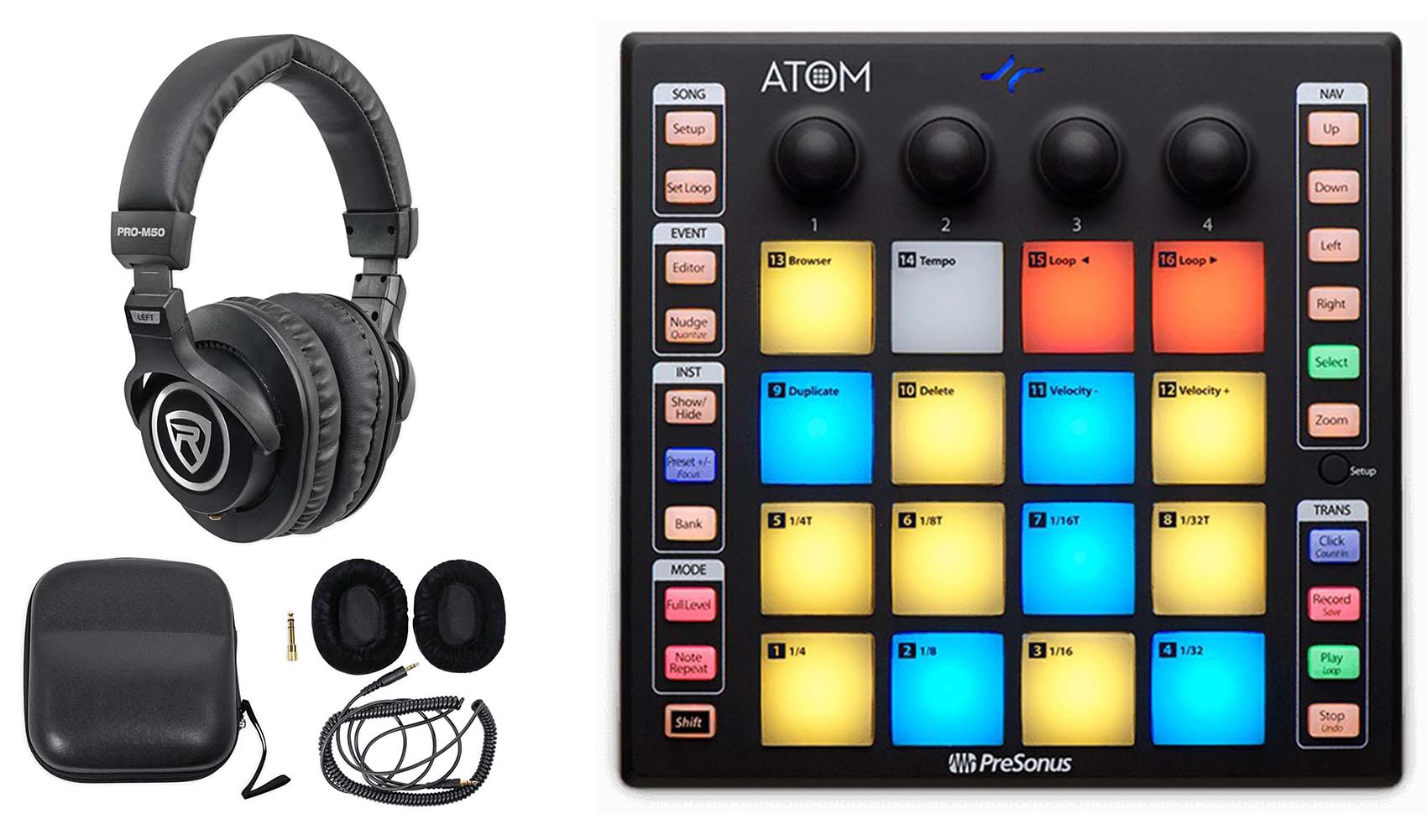 PRESONUS ATOM 16 Pad USB MIDI RGB DJ Controller+Studio One Software+Headphones
