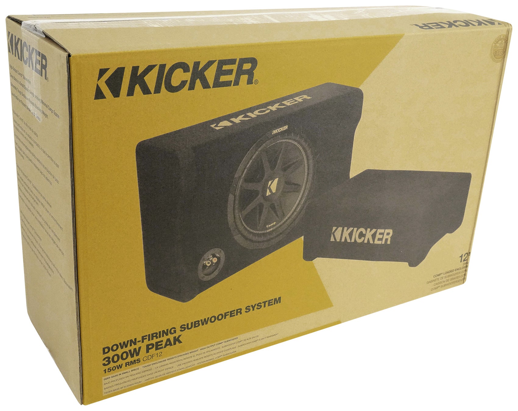 KICKER 48CDF124 Comp12 12" 300w Down Firing Car Subwoofer+Mono Amplifier+Amp Kit