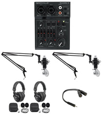2-Person Podcast Kit + USB Interface Mixer Bundle