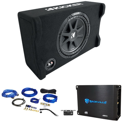 KICKER 48CDF124 Comp12 12" 300w Down Firing Car Subwoofer+Mono Amplifier+Amp Kit