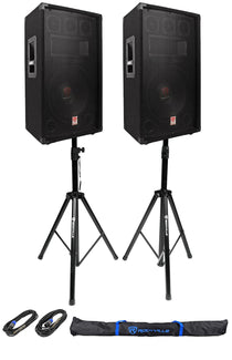 RSG12.4 12" Speakers 2-Pack + Stands and Cables Bundle
