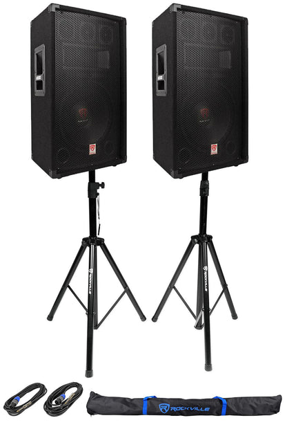RSG12.4 12" Speakers 2-Pack + Stands and Cables Bundle