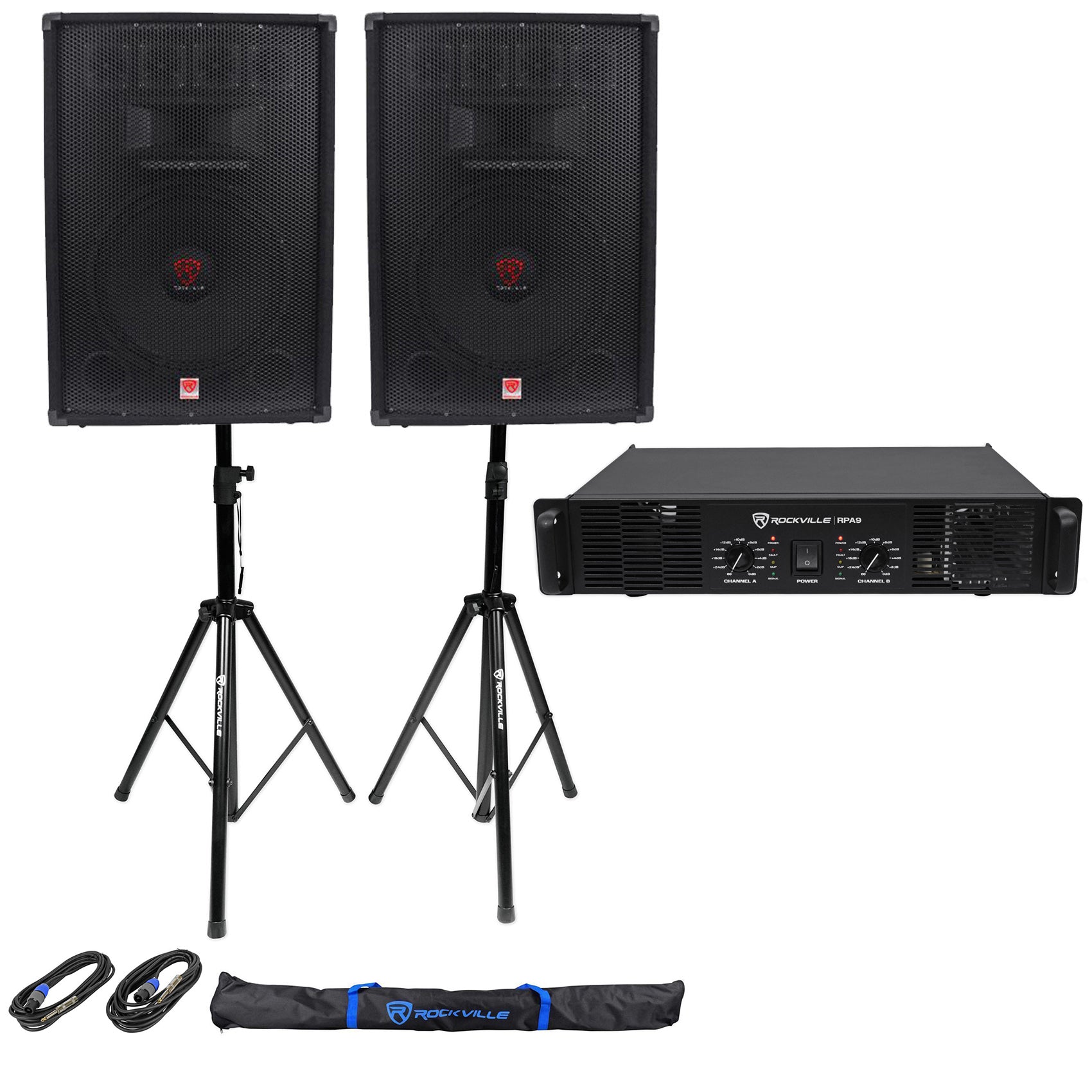 RSG15.4 2-Pack + RPA9 Amp + Stands & Cables Bundle