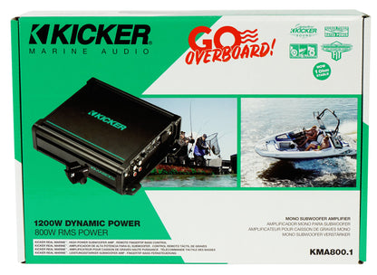 KICKER 48KMA8001 800 Watt 1-Ohm Marine/Boat Mono Sub Amplifier+Amp Kit KMA800.1