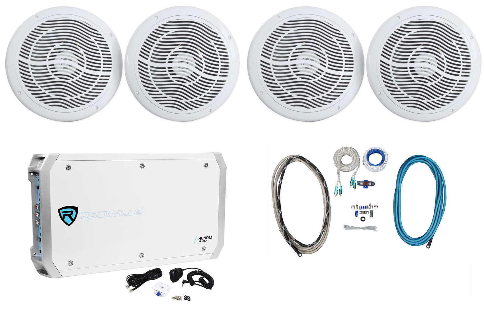 RMC80W 2-Pack + 6‑Channel Amplifier + Wiring Kit Bundle