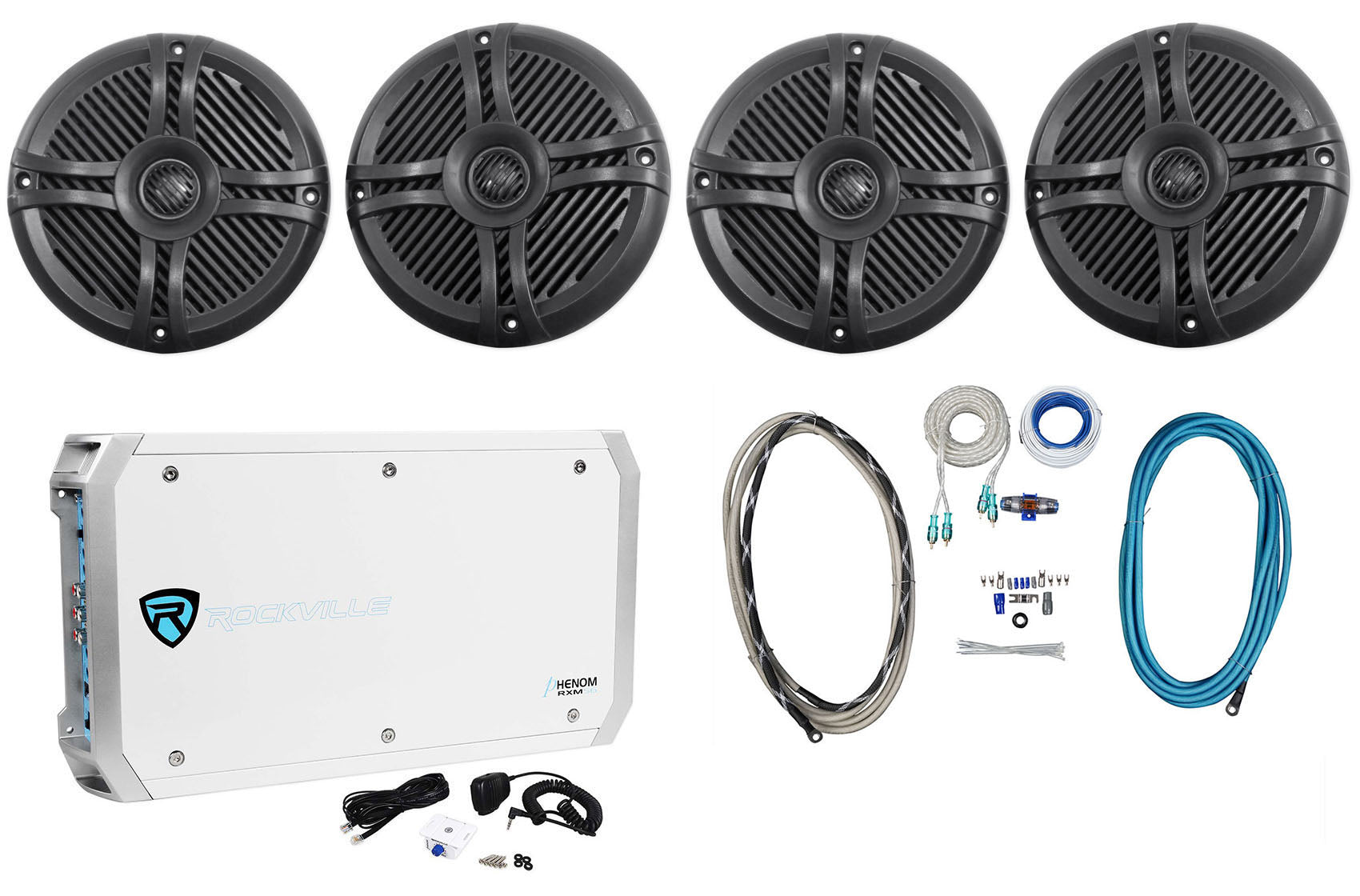 RMSTS65B 6.5" Marine Speakers 2-Pair + RXM-S6 Amp Bundle