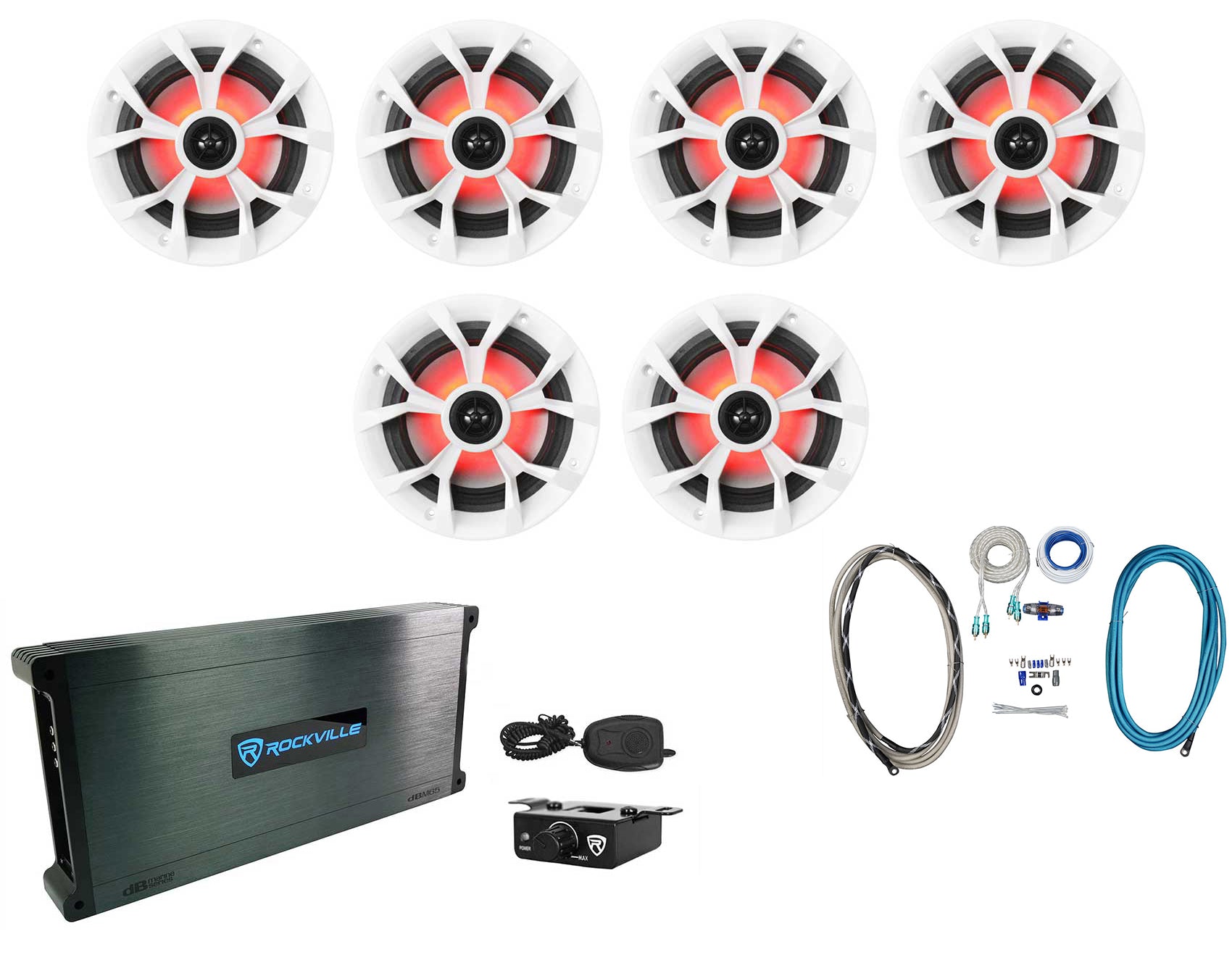 RKL65MBW LED 6-Pack + DBM65 Marine Amplifier Bundle