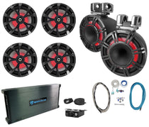 KICKER KMTC11 HLCD 11" Wakeboard Tower Speakers+4) 8" LED Speakers+6-Channel Amp