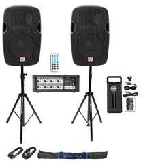 SPGN128 2-Pack + RPM80BT Powered Mixer + Mic Bundle