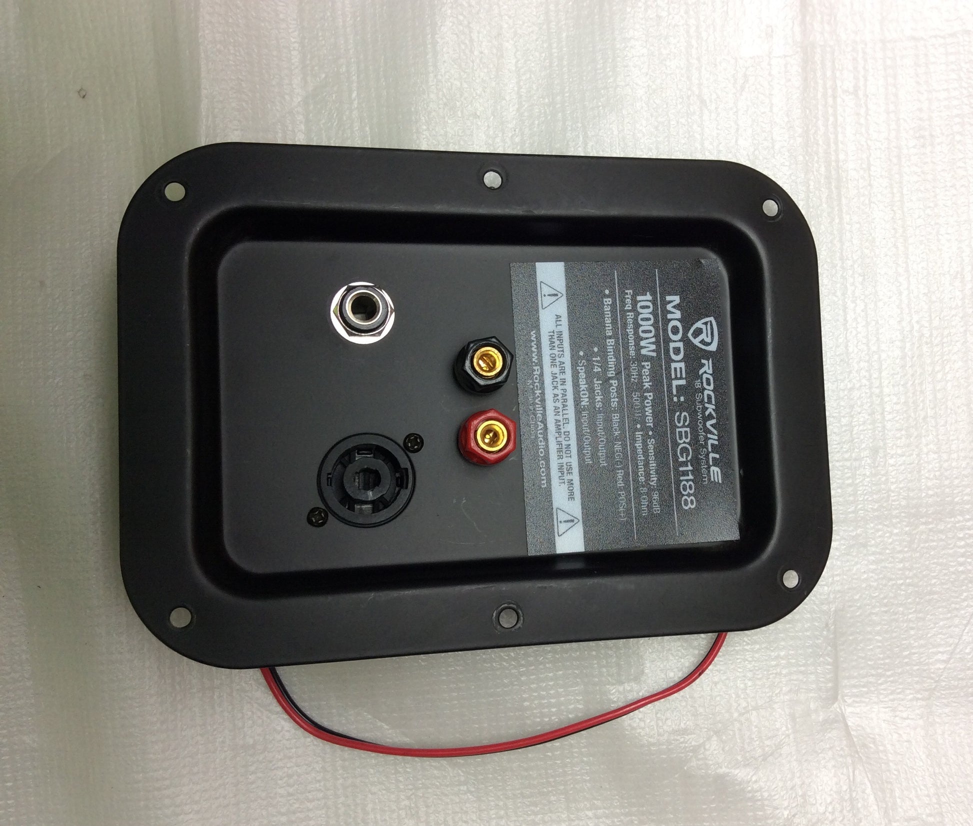 SBG1188 SPEAKER JACK PLATE.  Terminals and plate that is installed on the back