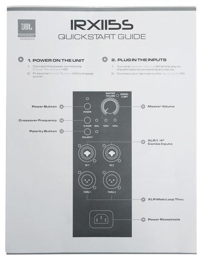 (2) JBL IRX108BT 8" 1000w Powered PA Speakers w/ Bluetooth+15" Powered Subwoofer