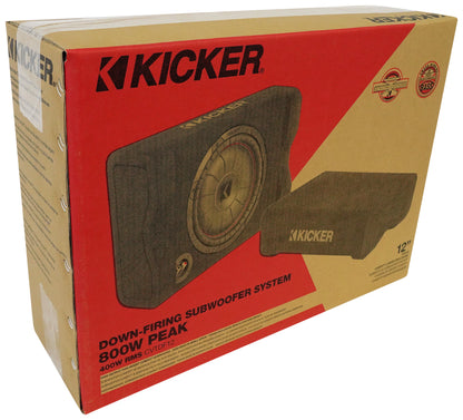 KICKER 48CVTDF122 CVTDF Down-Firing 12" 800w Subwoofer+Sub Box+Amplifier+Amp Kit