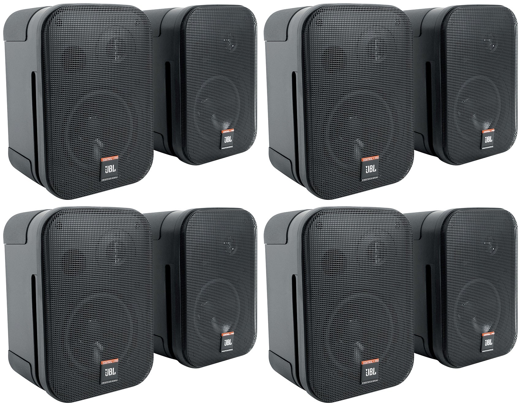 (8) JBL C1PRO Control 1 PRO Black 5.25" Wall Mount Home/Commercial Speakers