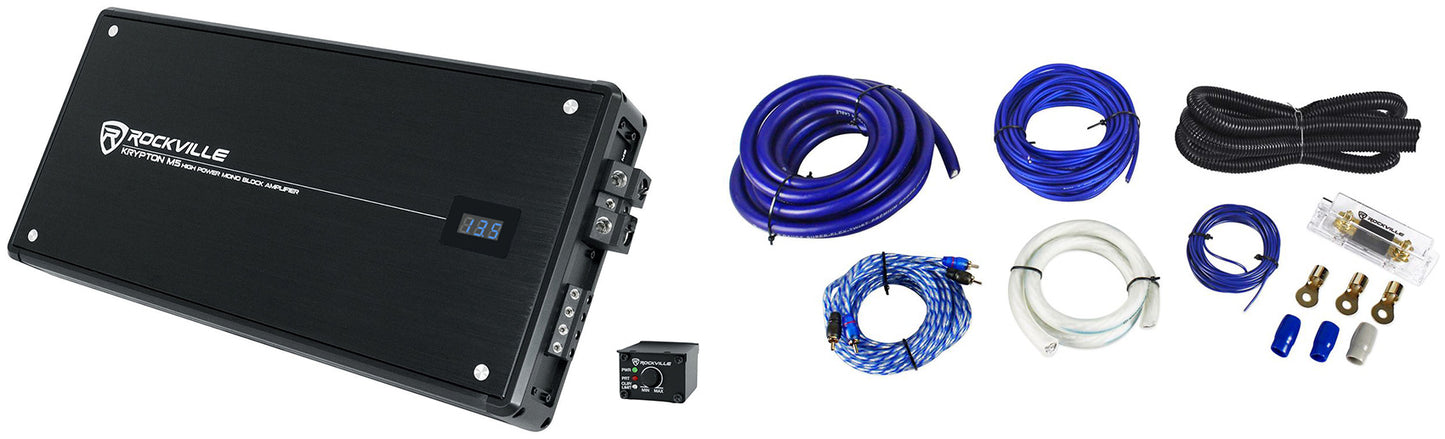 KRYPTON-M5 Mono Amplifier + RWK01 0 AWG Install Kit Bundle
