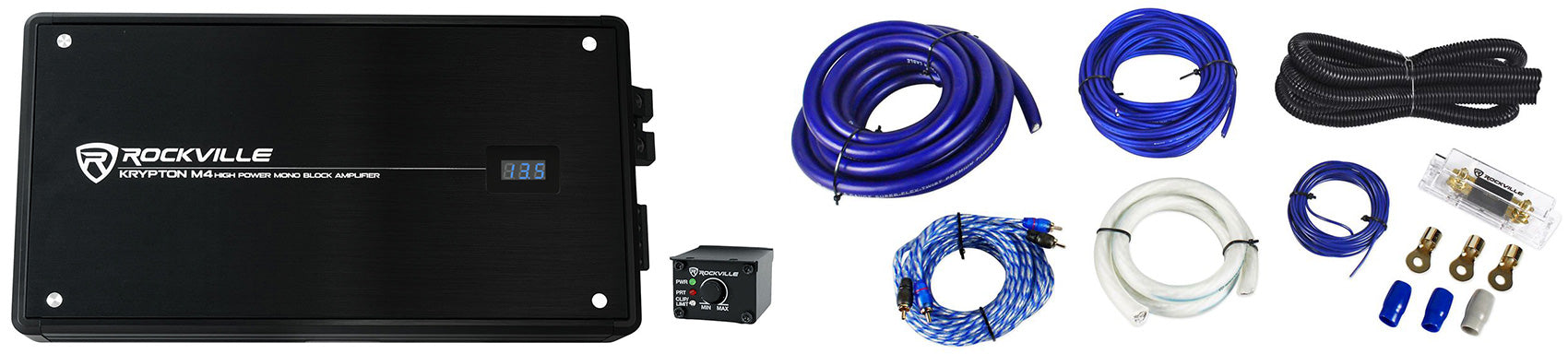 KRYPTON-M4 Mono Amplifier + RWK01 0 AWG Install Kit Bundle