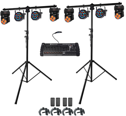 RVLS1 Lighting Stands 2-Pack + RockOn-7 & RockPAR50 + ROCKFORCE 384 Bundle
