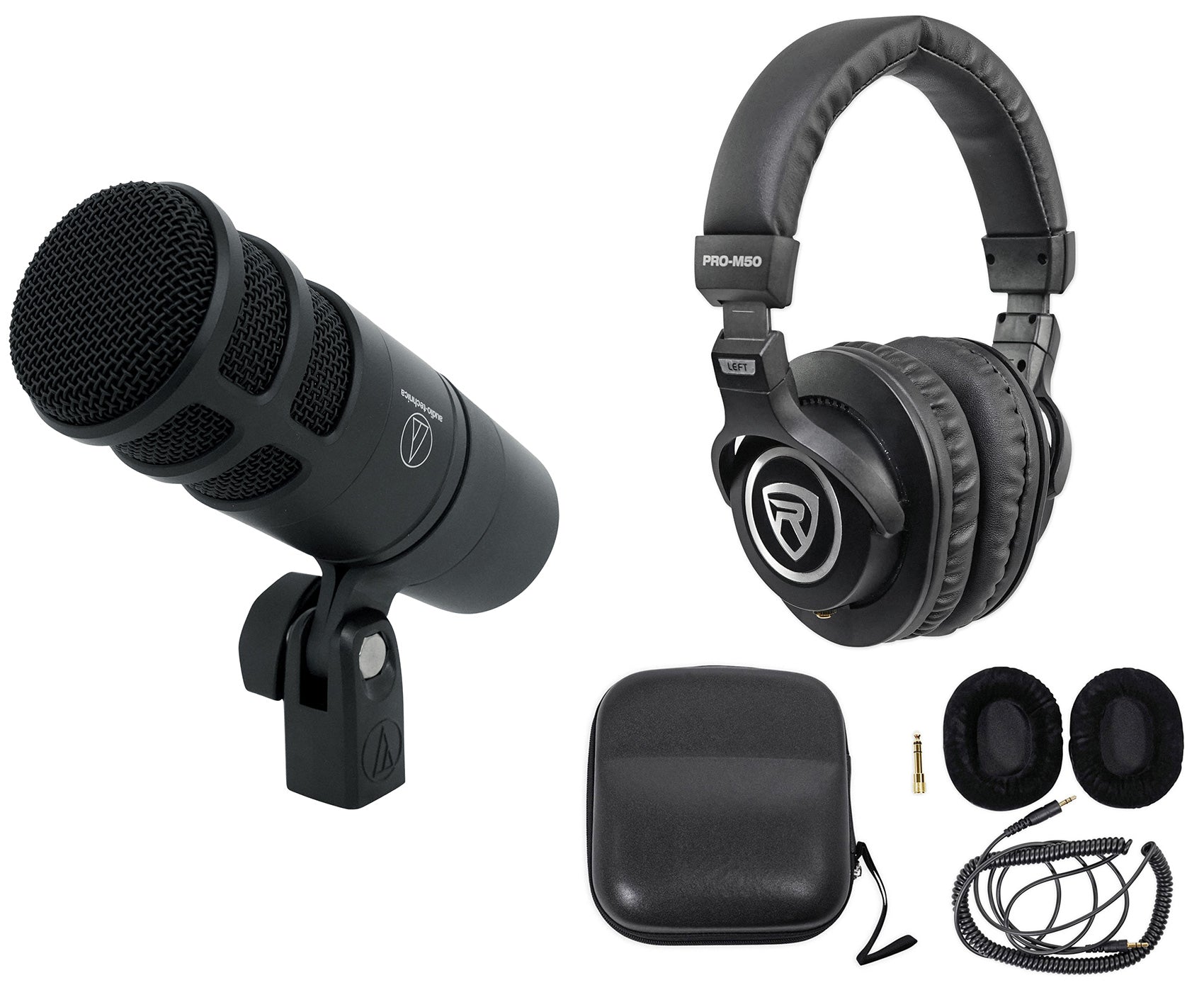 Audio Technica AT2040 Microphone Broadcast Podcast Podcasting Mic + Headphones