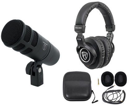 Audio Technica AT2040 Microphone Broadcast Podcast Podcasting Mic + Headphones