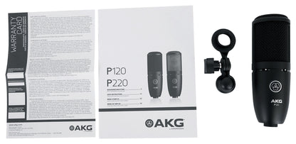 AKG P120 Studio Condenser Recording/Live Streaming Microphone Mic + Headphones