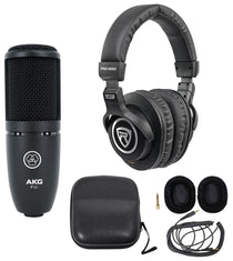 AKG P120 Studio Condenser Recording/Live Streaming Microphone Mic + Headphones