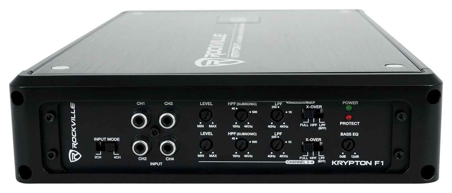 KRYPTON F1 4‑Channel Amplifier + 4‑Gauge 4‑Channel Amp Wiring Kit Bundle